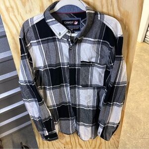 NWT Canada Weather‎ Gear Plaid Black and White Men's Casual Shirt